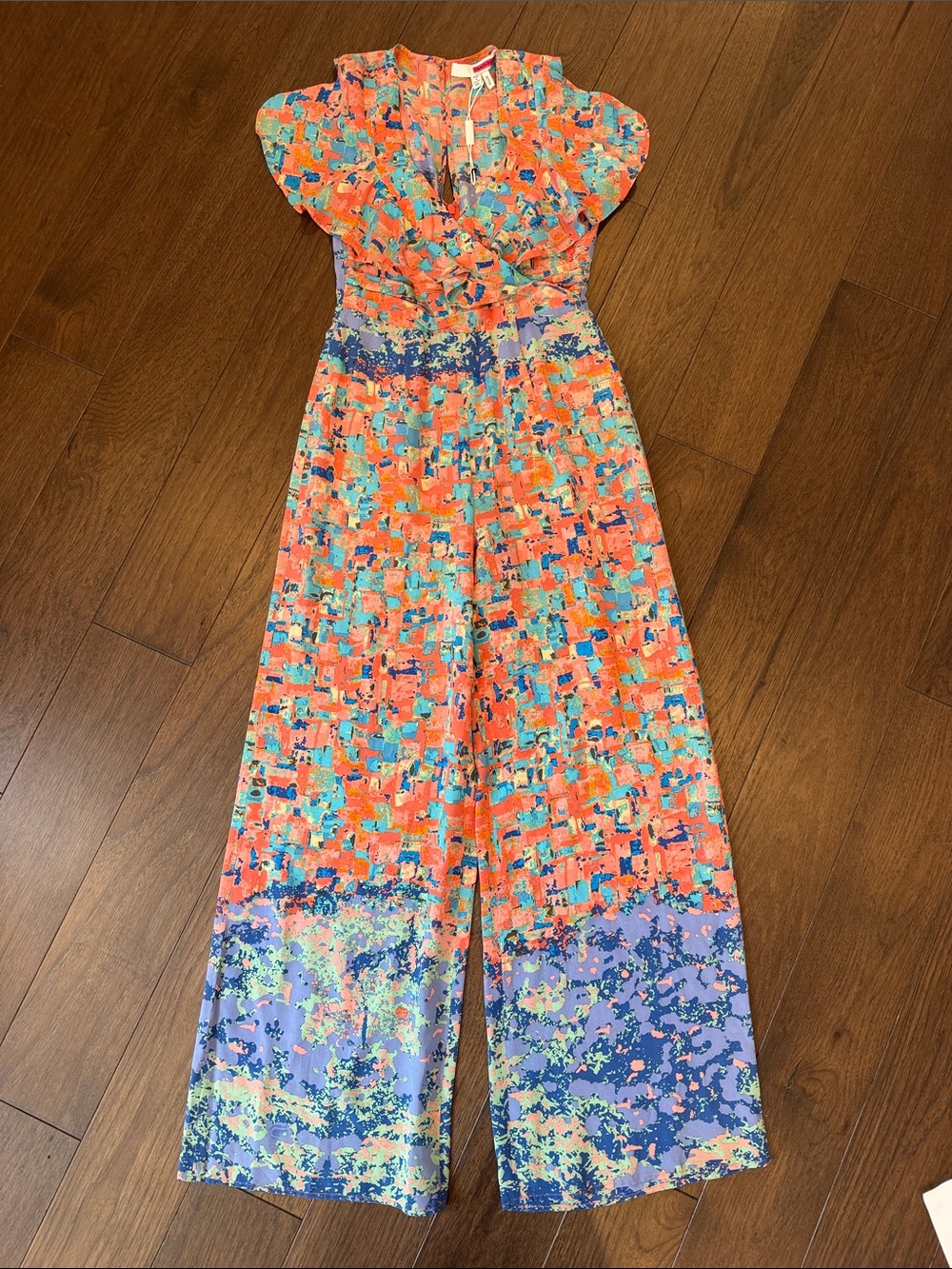 Tracy Reese Silk Sleeveless Multicolor Jumpsuit Size 00P - C26-030